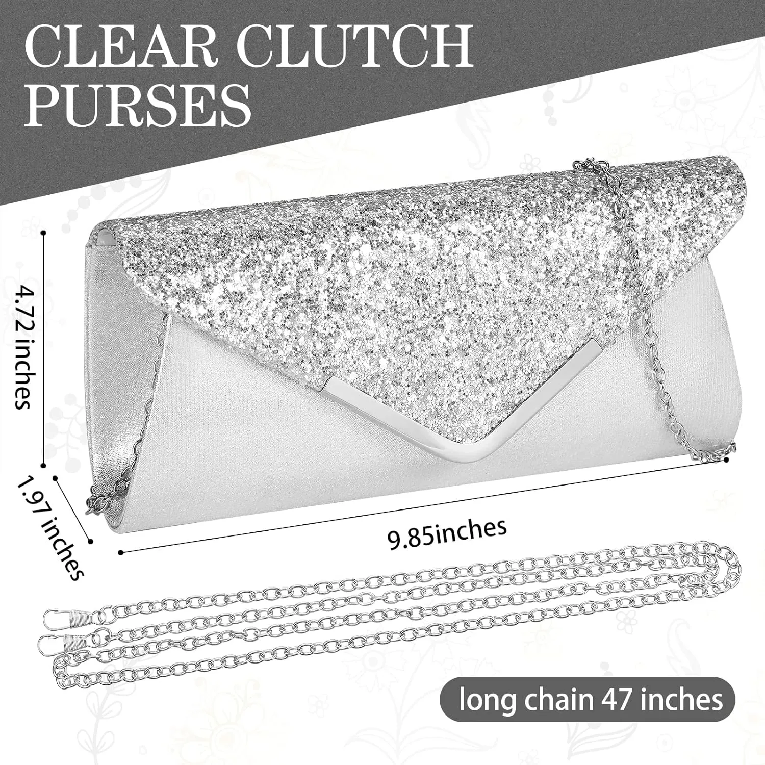 Jadive 4 Pcs Clutch Purses Bag for Women Evening Rhinestone Jewelry Set Bling Necklace Earrings Bracelet for Prom