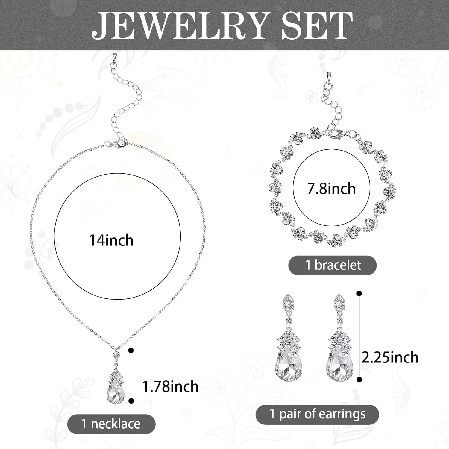Jadive 4 Pcs Clutch Purses Bag for Women Evening Rhinestone Jewelry Set Bling Necklace Earrings Bracelet for Prom