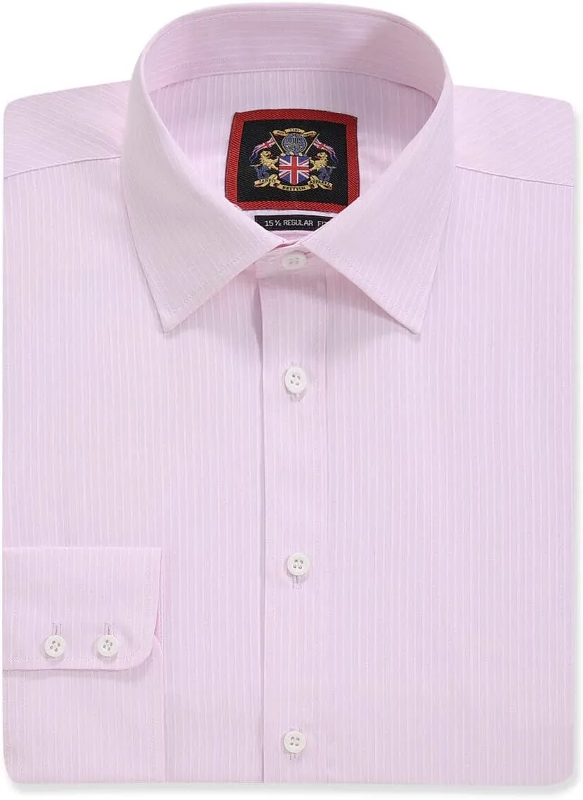 JANEO BRITISH APPAREL Nos Tibi Serviat UK Co Mens Business Formal Dress Office Shirt,Self Stripe,Single Cuff