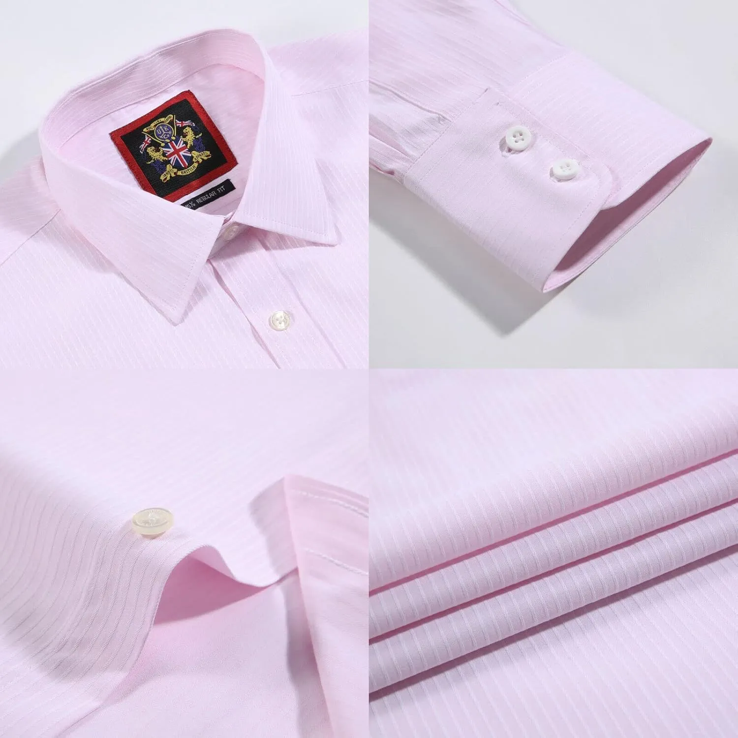 JANEO BRITISH APPAREL Nos Tibi Serviat UK Co Mens Business Formal Dress Office Shirt,Self Stripe,Single Cuff