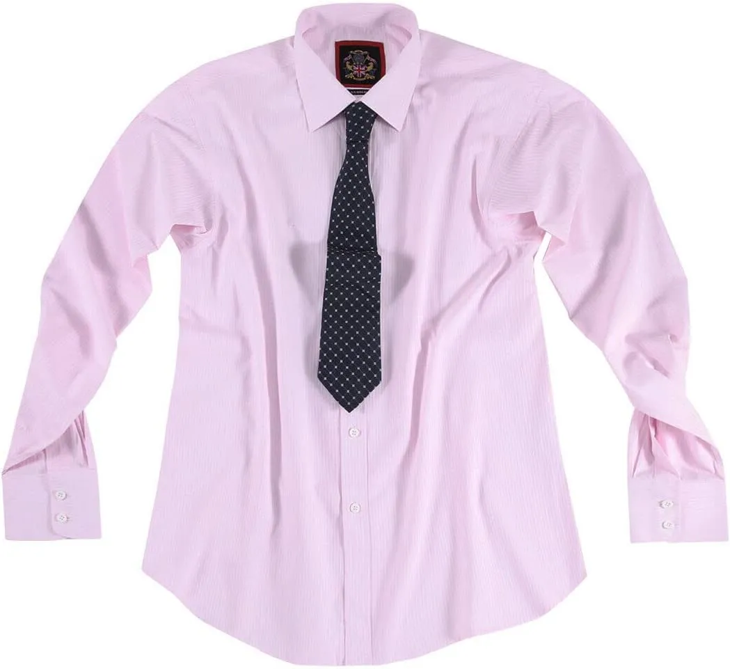 JANEO BRITISH APPAREL Nos Tibi Serviat UK Co Mens Business Formal Dress Office Shirt,Self Stripe,Single Cuff