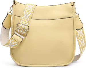 JEN & CO. Crossbody Bags for Women Trendy Vegan Leather Hobo Purses Shoulder Handbags with Wide Adjustable Guitar Strap