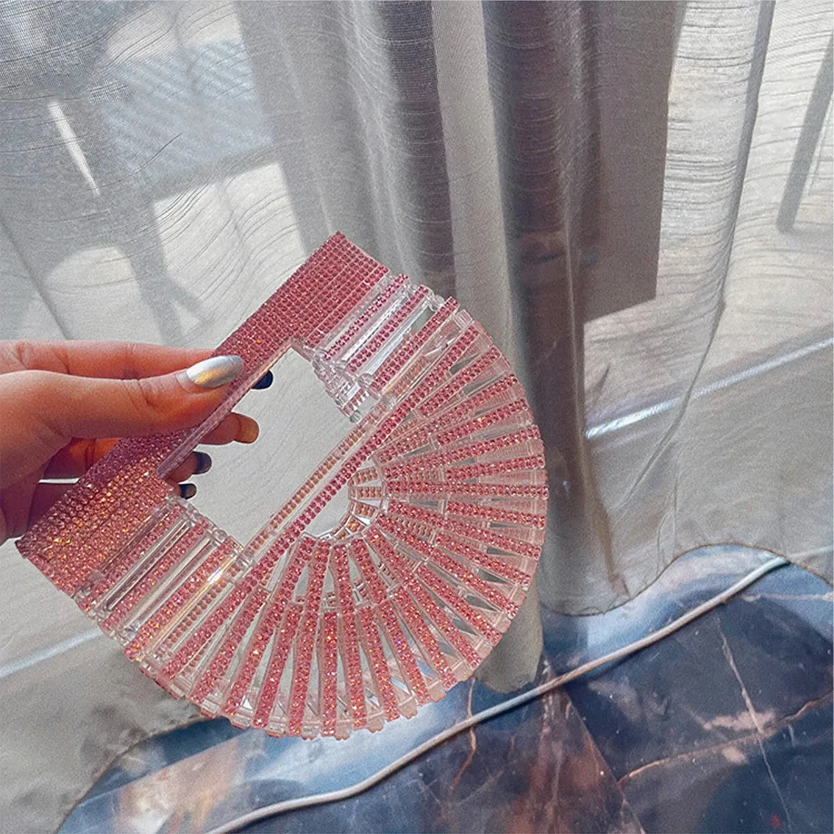 ﻿JIOMAY Half Moon Bag Rhinestone Purse Luxury Designer Handbags Clutch Evening Mini Basket Bling Tote Bag Crystal Wedding Bags