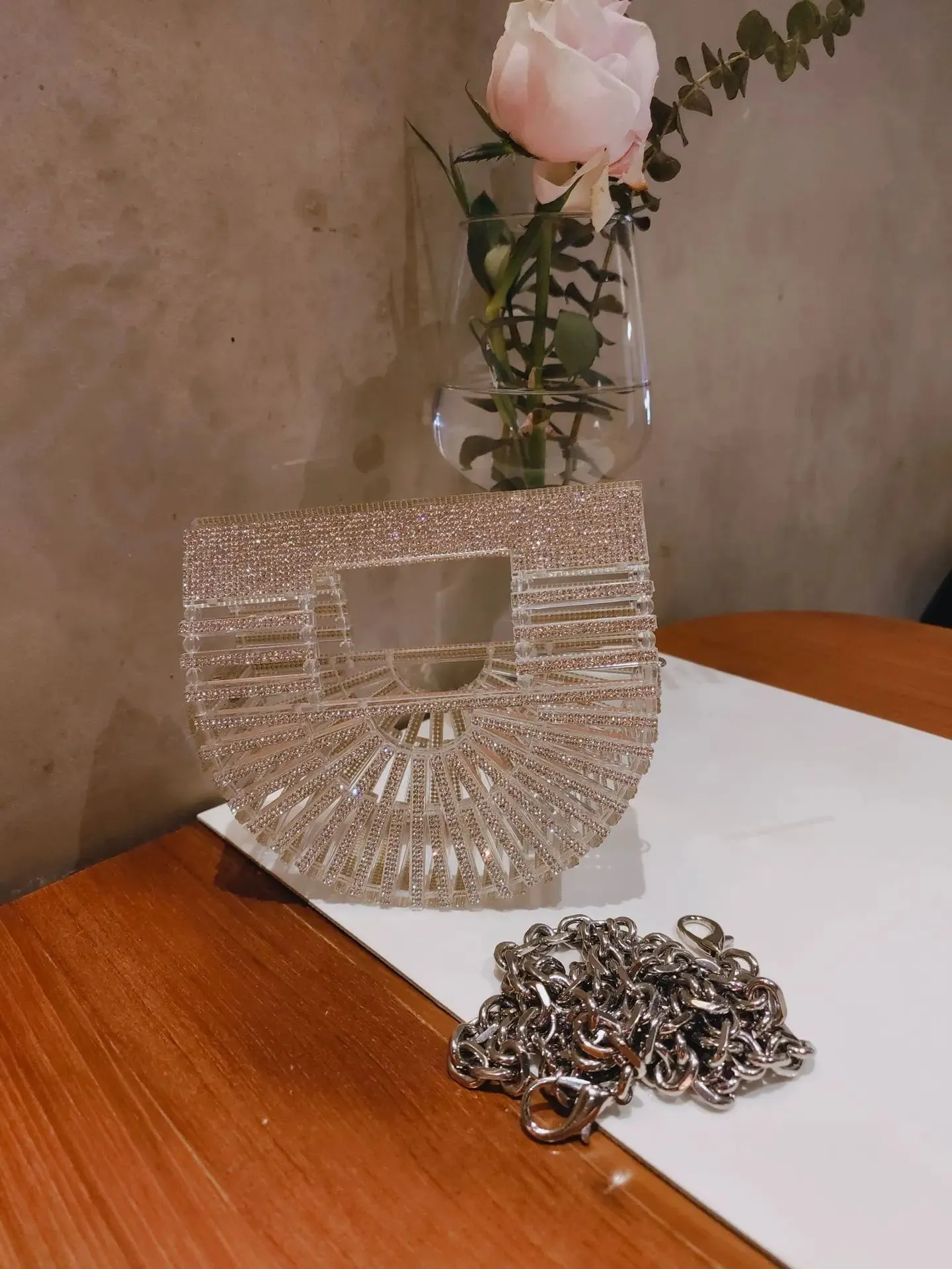 ﻿JIOMAY Half Moon Bag Rhinestone Purse Luxury Designer Handbags Clutch Evening Mini Basket Bling Tote Bag Crystal Wedding Bags