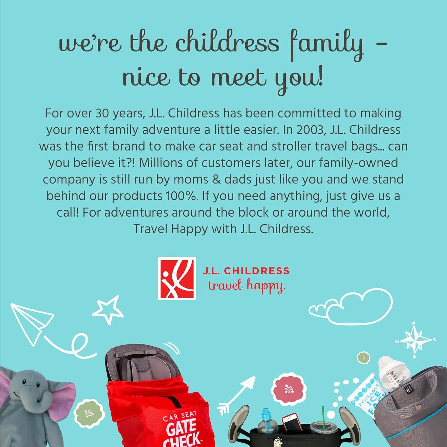 J.L. Childress Gate Check Bag for Car Seats - Travel Bag for Airplane - Includes AIRTAG Holder - Fits All Baby Car Seats, Infant Carriers & Child Booster Seats, Neon Blue