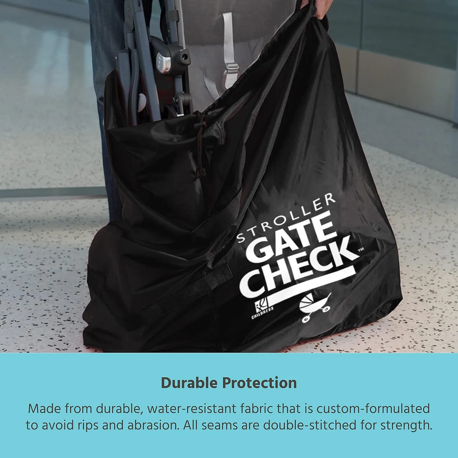 J.L. Childress Gate Check Bag for Single & Double Strollers - Stroller Bag for Airplane - Large Stroller Travel Bag for Airplane - Air Travel Stroller Bag