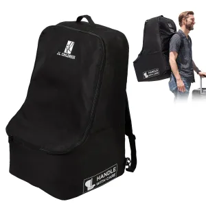 J.L. Childress Padded Backpack Car Seat Bag - Travel Bag for Airplane, Fits Most Baby & Infant Car Seats, Boosters, & Carriers, Accessories for Gate or Baggage Check, AirTag Compatible - Deluxe, Black