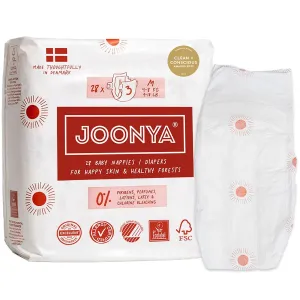 Joonya Baby Diapers, Size 3 M (9-18 lb) - 1 Bag of 28 - New Range - NonToxic, Eco-Friendly, Ultra Slim, Overnight Use - Made in Denmark