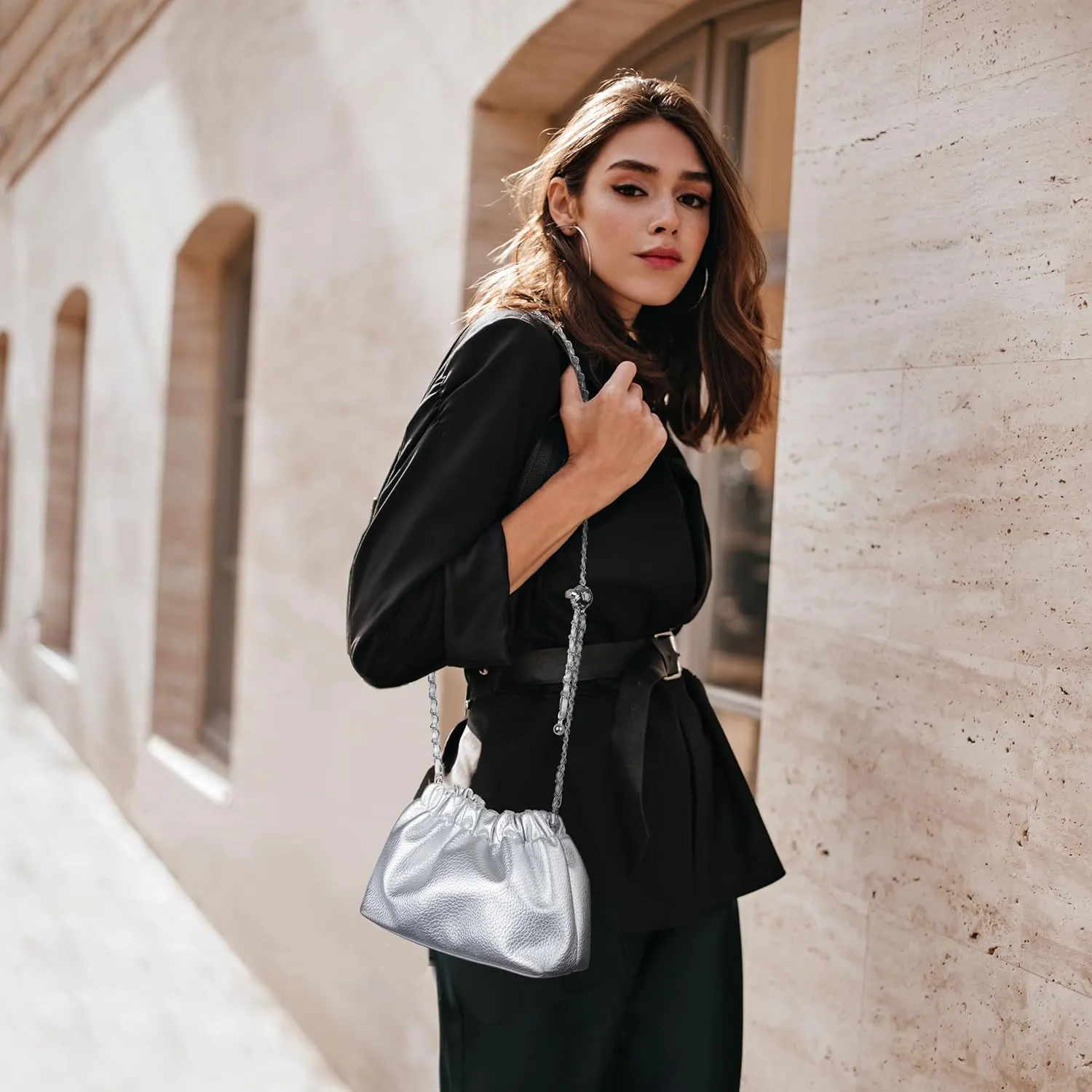Joryin Trendy Dumpling Women's Crossbody Bag - Evening Clutch Vegan & Genuine Leather Hobo Cloud Purse