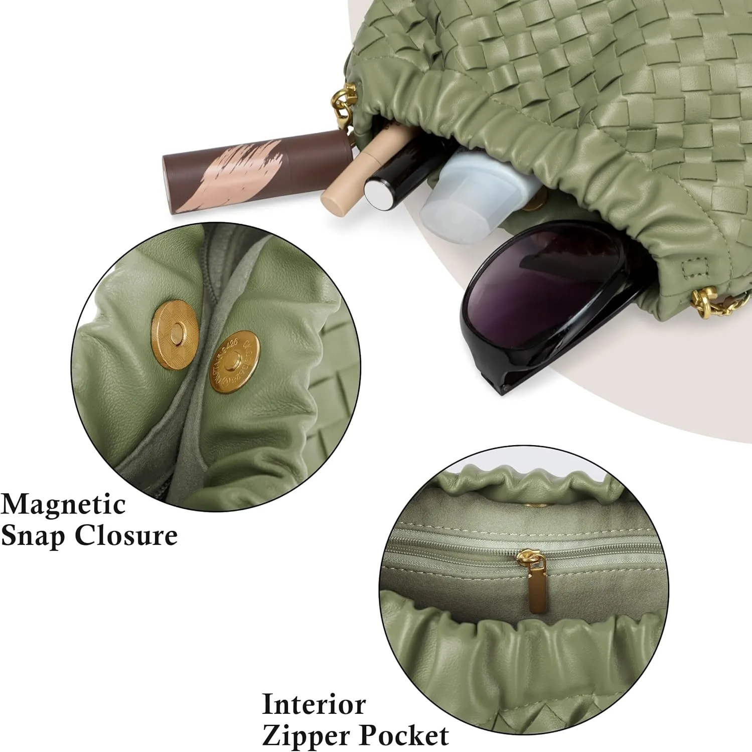 Joryin Woven Women's Crossbody Bag & Evening Purse, Trendy Dumpling Clutch & Hobo Cloud Shoulder Bag Trendy Dumpling Clutch