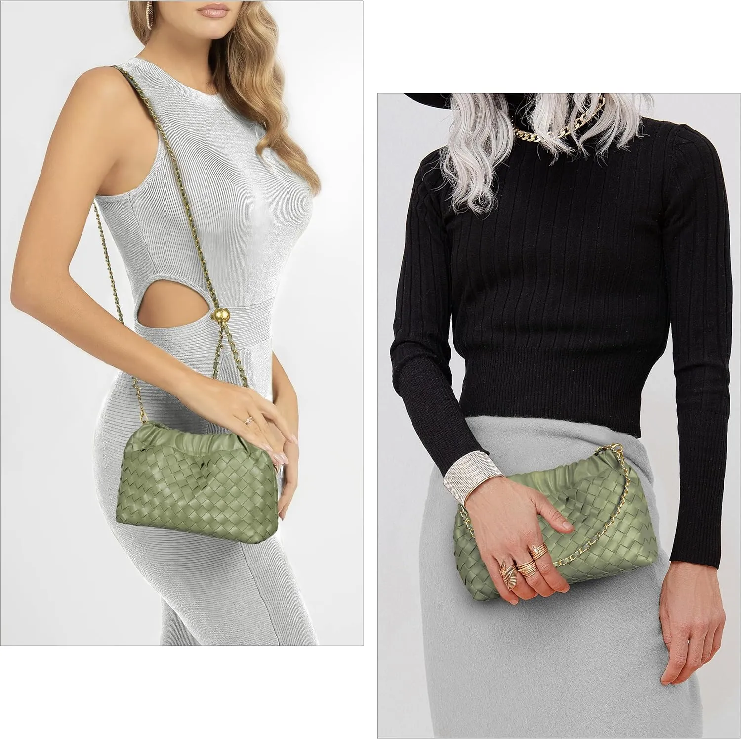 Joryin Woven Women's Crossbody Bag & Evening Purse, Trendy Dumpling Clutch & Hobo Cloud Shoulder Bag Trendy Dumpling Clutch