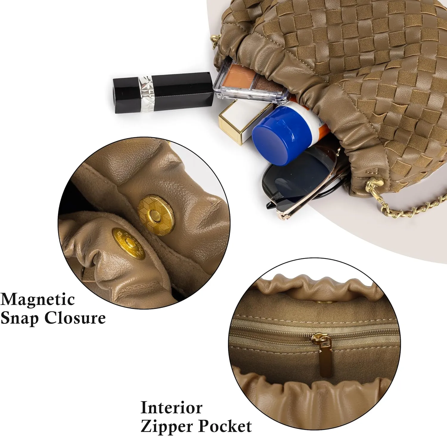 Joryin Woven Women's Crossbody Bag & Evening Purse, Trendy Dumpling Clutch & Hobo Cloud Shoulder Bag Trendy Dumpling Clutch