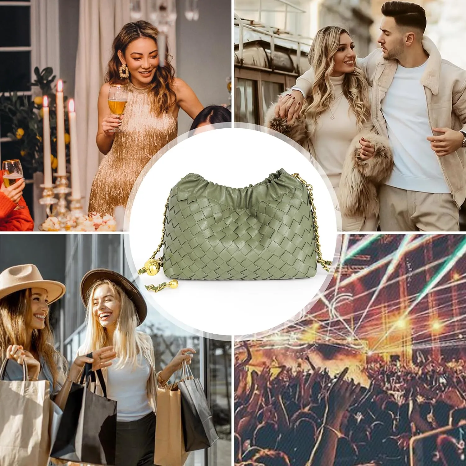 Joryin Woven Women's Crossbody Bag & Evening Purse, Trendy Dumpling Clutch & Hobo Cloud Shoulder Bag Trendy Dumpling Clutch