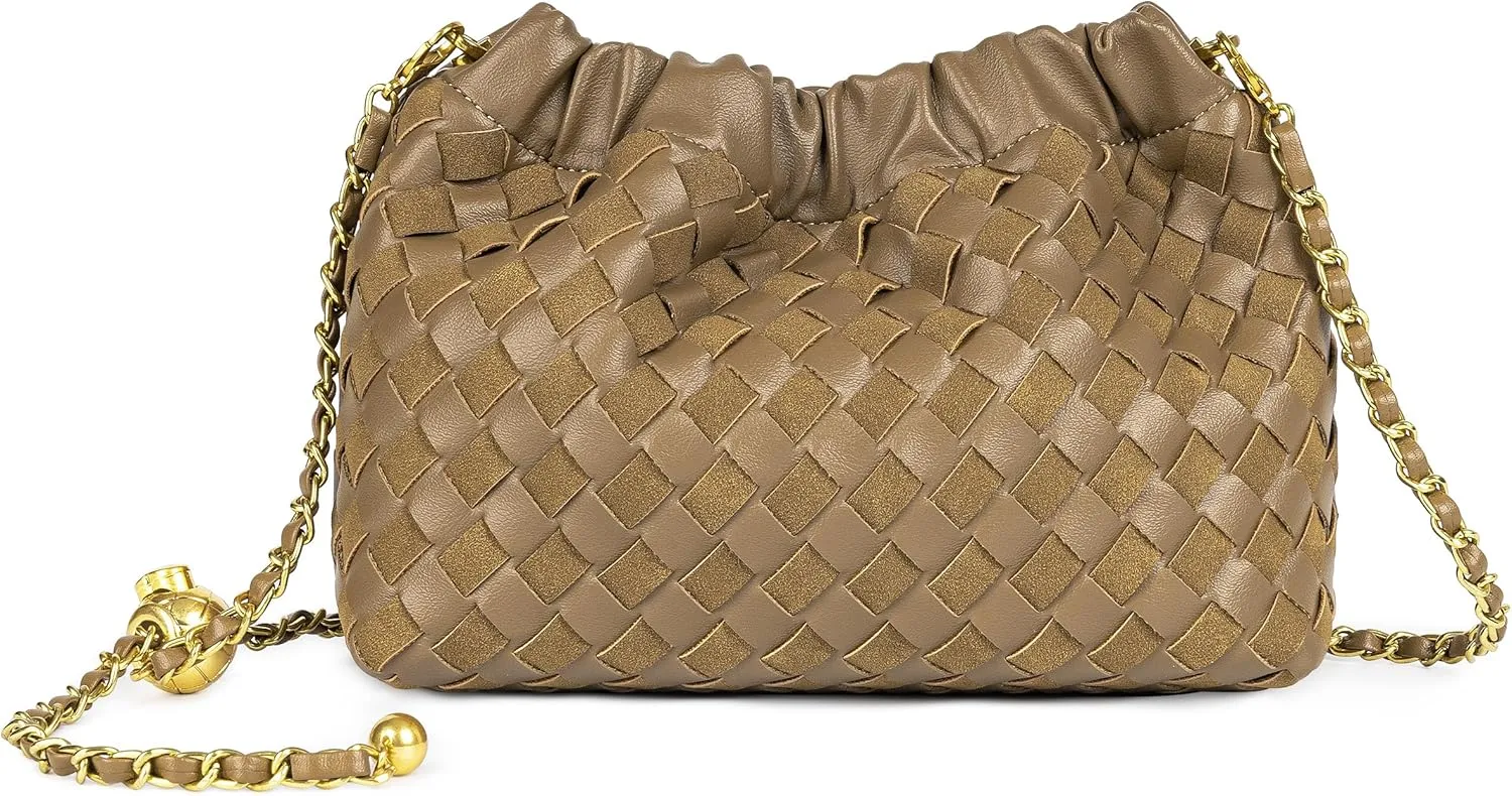 Joryin Woven Women's Crossbody Bag & Evening Purse, Trendy Dumpling Clutch & Hobo Cloud Shoulder Bag Trendy Dumpling Clutch