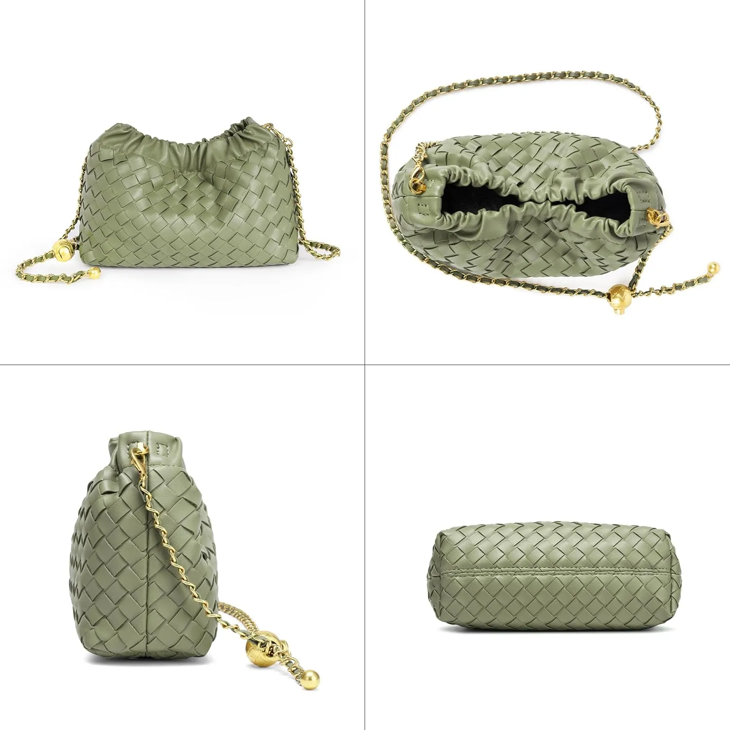 Joryin Woven Women's Crossbody Bag & Evening Purse, Trendy Dumpling Clutch & Hobo Cloud Shoulder Bag Trendy Dumpling Clutch