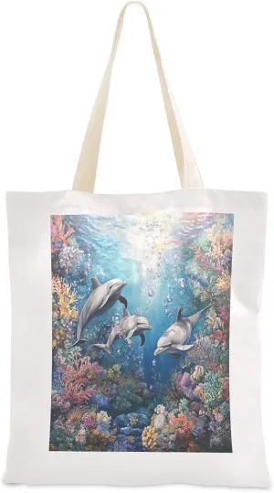 JSTEL Canvas Tote Bag for Women with Pocket,Canvas Tote Purse Shopping Bag