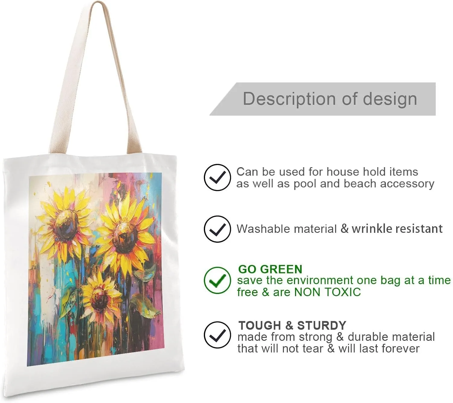 JSTEL Canvas Tote Bag for Women with Pocket,Canvas Tote Purse Shopping Bag