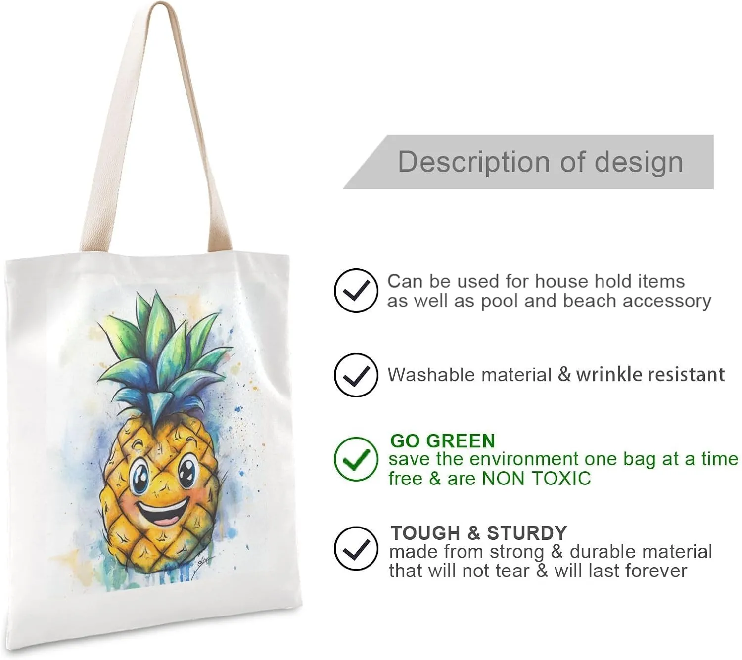 JSTEL Canvas Tote Bag for Women with Pocket,Canvas Tote Purse Shopping Bag