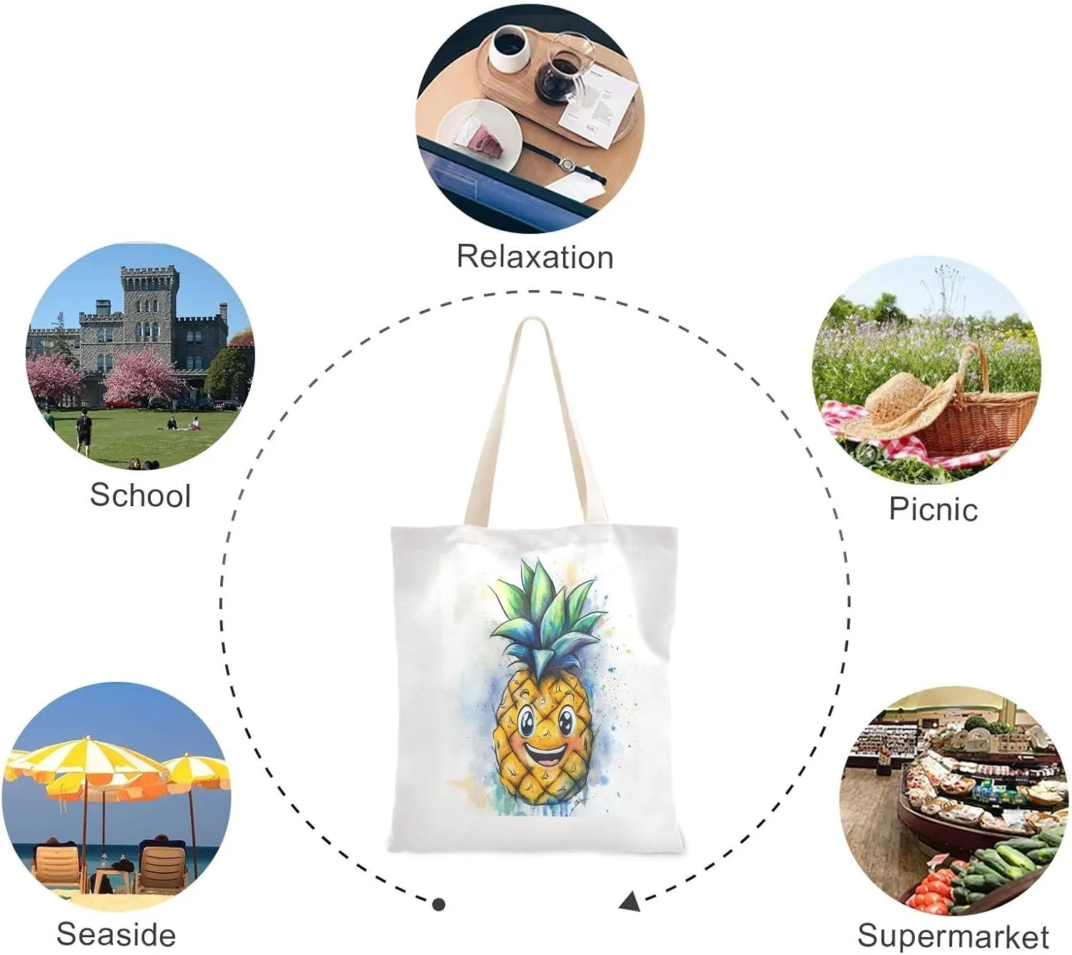 JSTEL Canvas Tote Bag for Women with Pocket,Canvas Tote Purse Shopping Bag