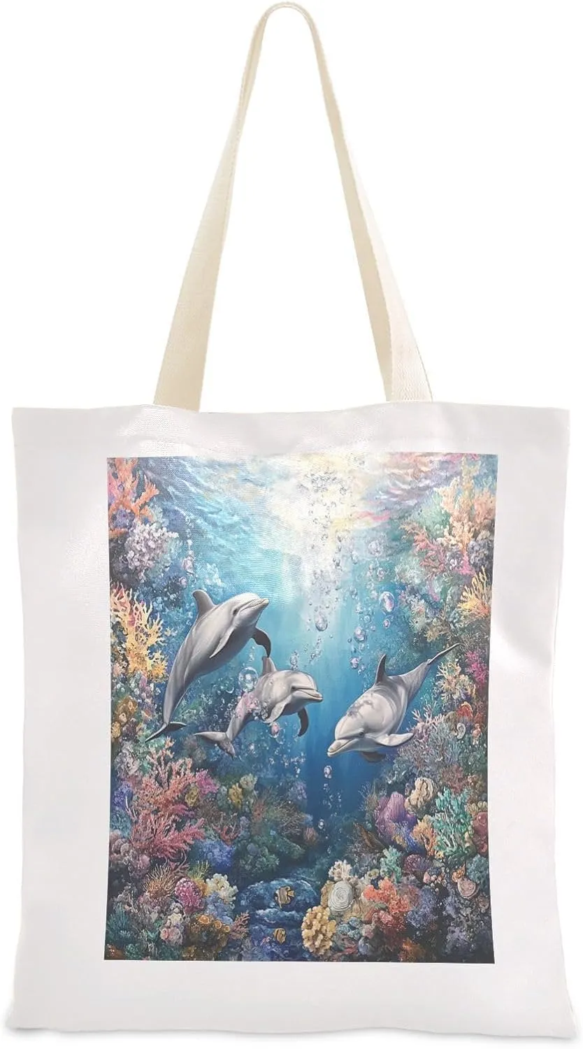 JSTEL Canvas Tote Bag for Women with Pocket,Canvas Tote Purse Shopping Bag