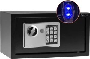 JUGREAT Safe Box,Electronic Digital Security Safe with Induction Light, Steel Construction Hidden with Lock，Wall or Cabinet Anchoring Design for Home Office Hotel Business 0.4 Cubic Feet Black
