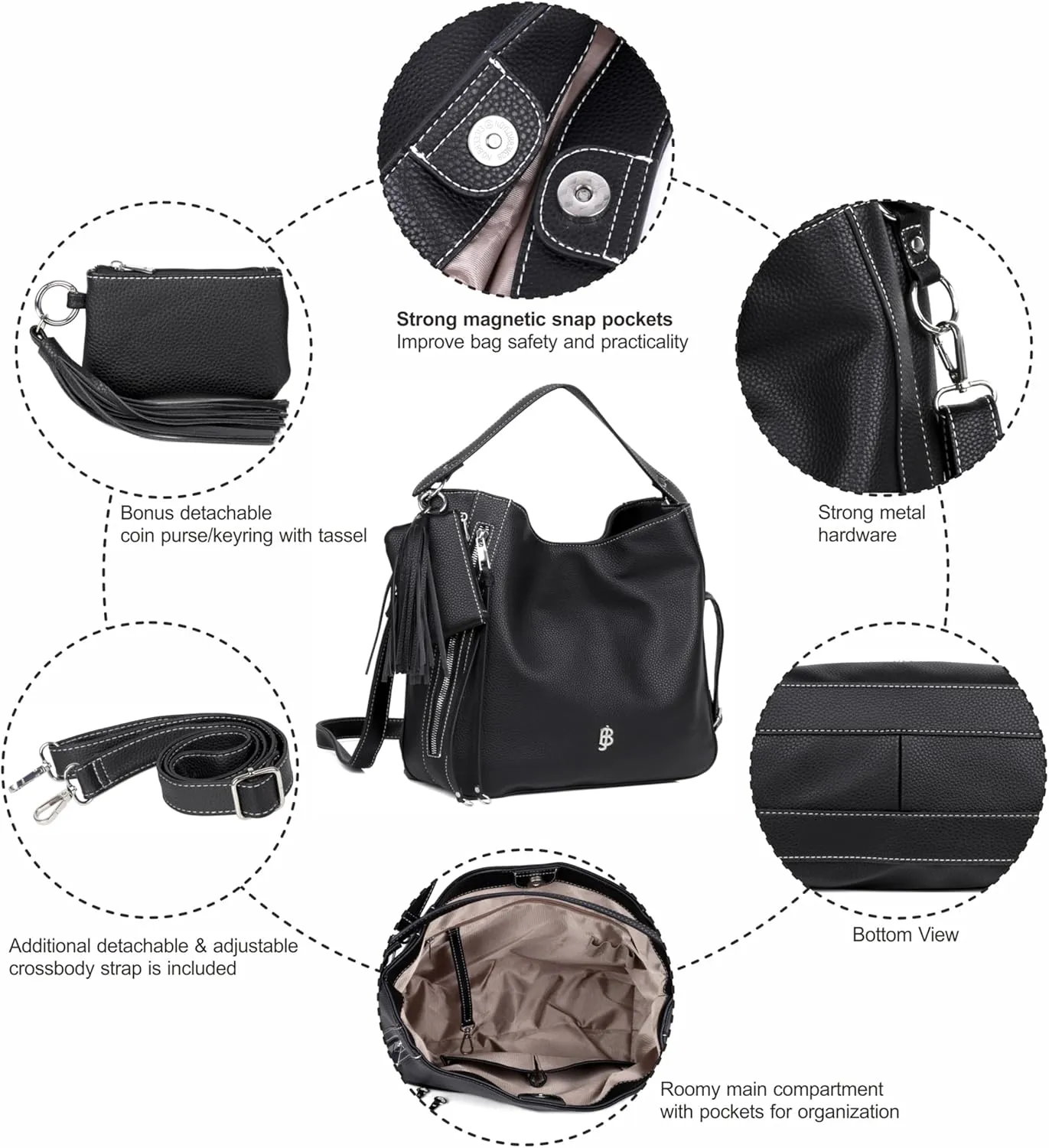 Julia Buxton Pebble Vegan Leather Hobo
