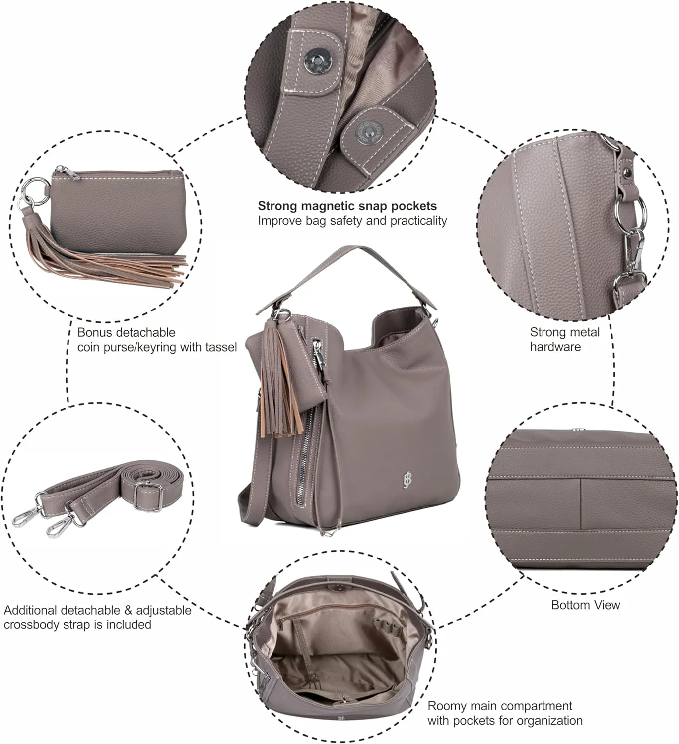 Julia Buxton Pebble Vegan Leather Hobo