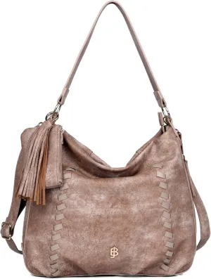 Julia Buxton Whip Stitch Vegan Leather Hobo Bag