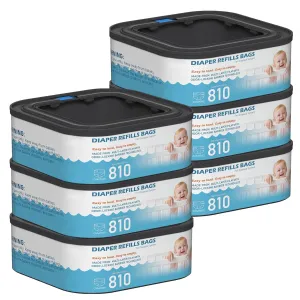 Jumbo Square Refills Disposal Bags Refill Compatible with Diaper Genie Compact, Select and Classic Pails, Hold Up to 810 Newborn-Sized Diapers Per Refill, Pack of 6