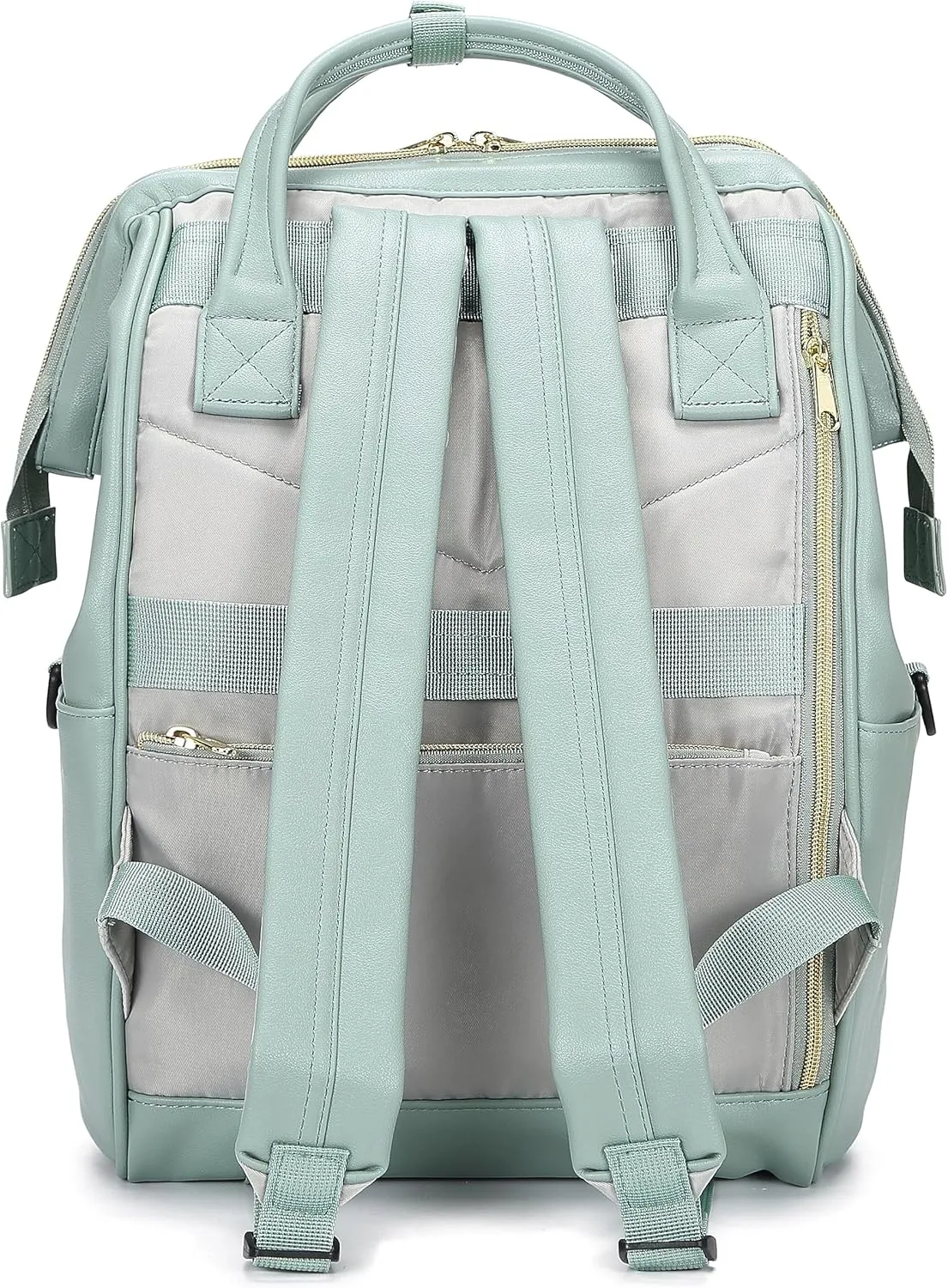 Kah&Kee Leather Backpack Diaper Bag Laptop Travel Doctor Teacher Bag For Women Man (Green II)