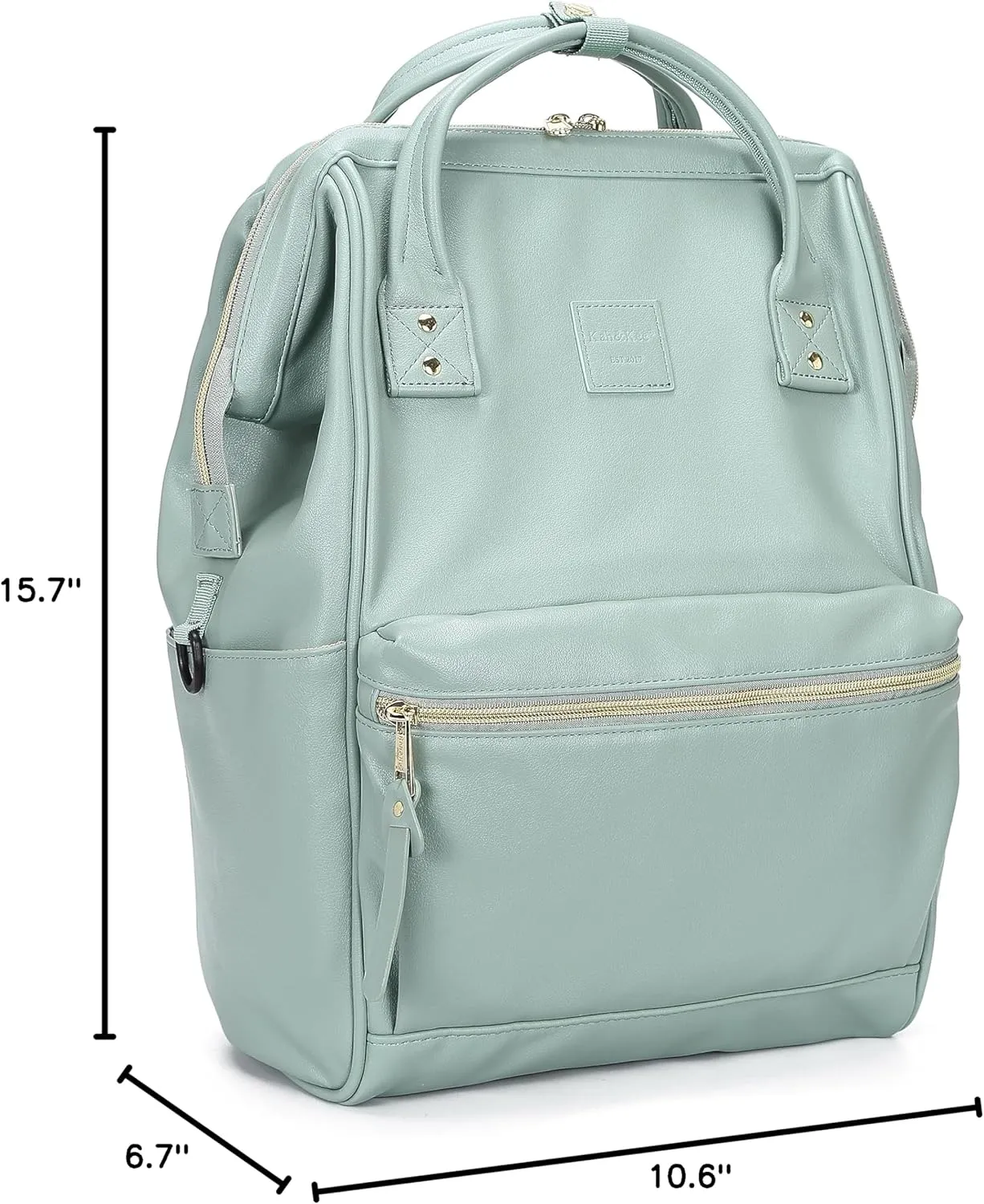 Kah&Kee Leather Backpack Diaper Bag Laptop Travel Doctor Teacher Bag For Women Man (Green II)