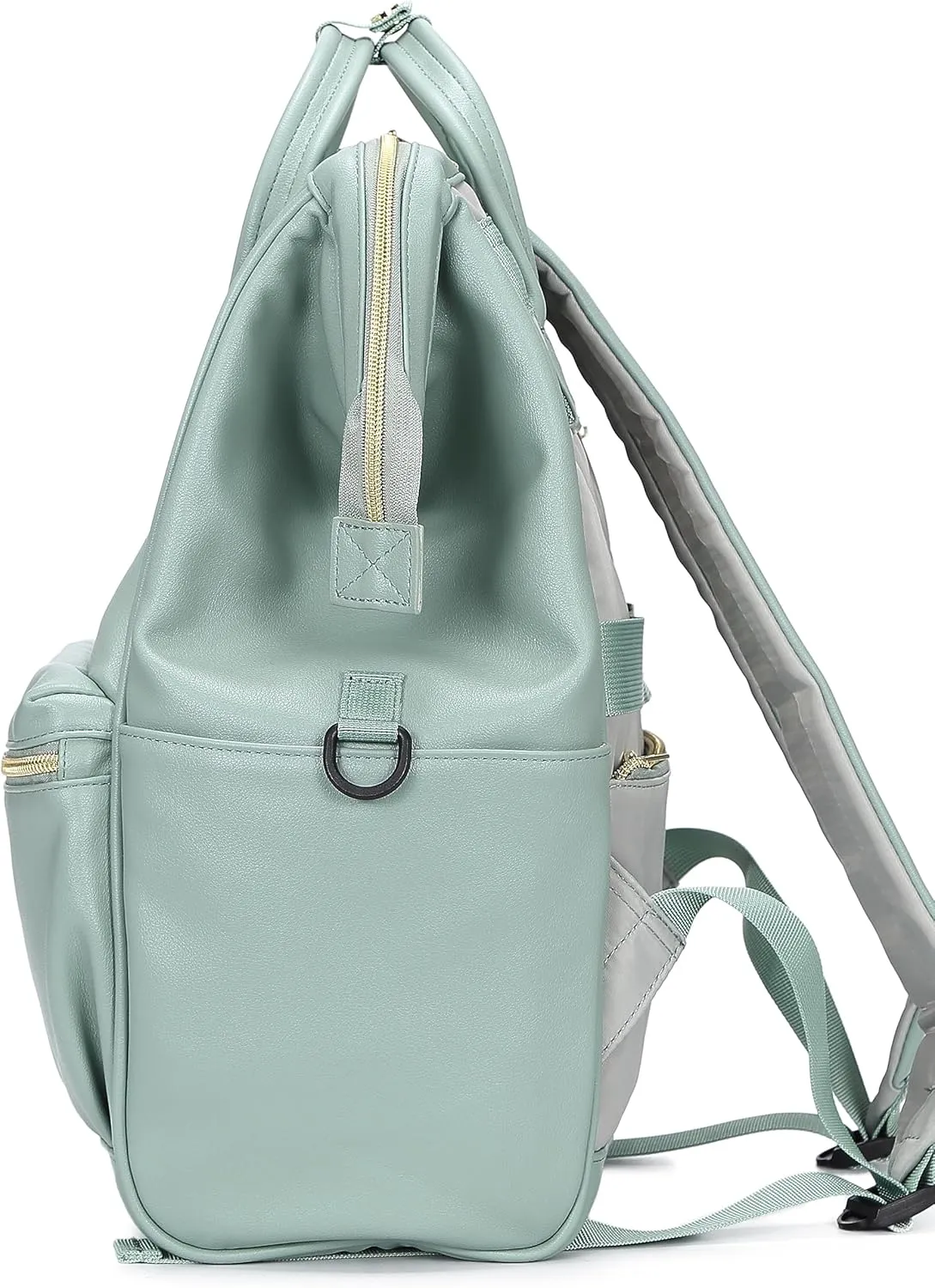 Kah&Kee Leather Backpack Diaper Bag Laptop Travel Doctor Teacher Bag For Women Man (Green II)