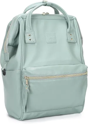 Kah&Kee Leather Backpack Diaper Bag Laptop Travel Doctor Teacher Bag For Women Man (Green II)