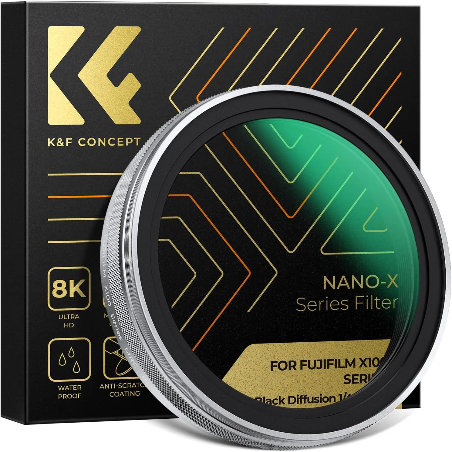 K&F Concept Black Mist Diffusion 1/4 Filter(Silver Frame) for Fujifilm X100 Series, X100/X100F/X100S/X100T/X100V/X100VI, 28 Multi-Coatings HD Optical Glass Lens Filter