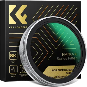 K&F Concept Black Mist Diffusion 1/4 Filter(Silver Frame) for Fujifilm X100 Series, X100/X100F/X100S/X100T/X100V/X100VI, 28 Multi-Coatings HD Optical Glass Lens Filter