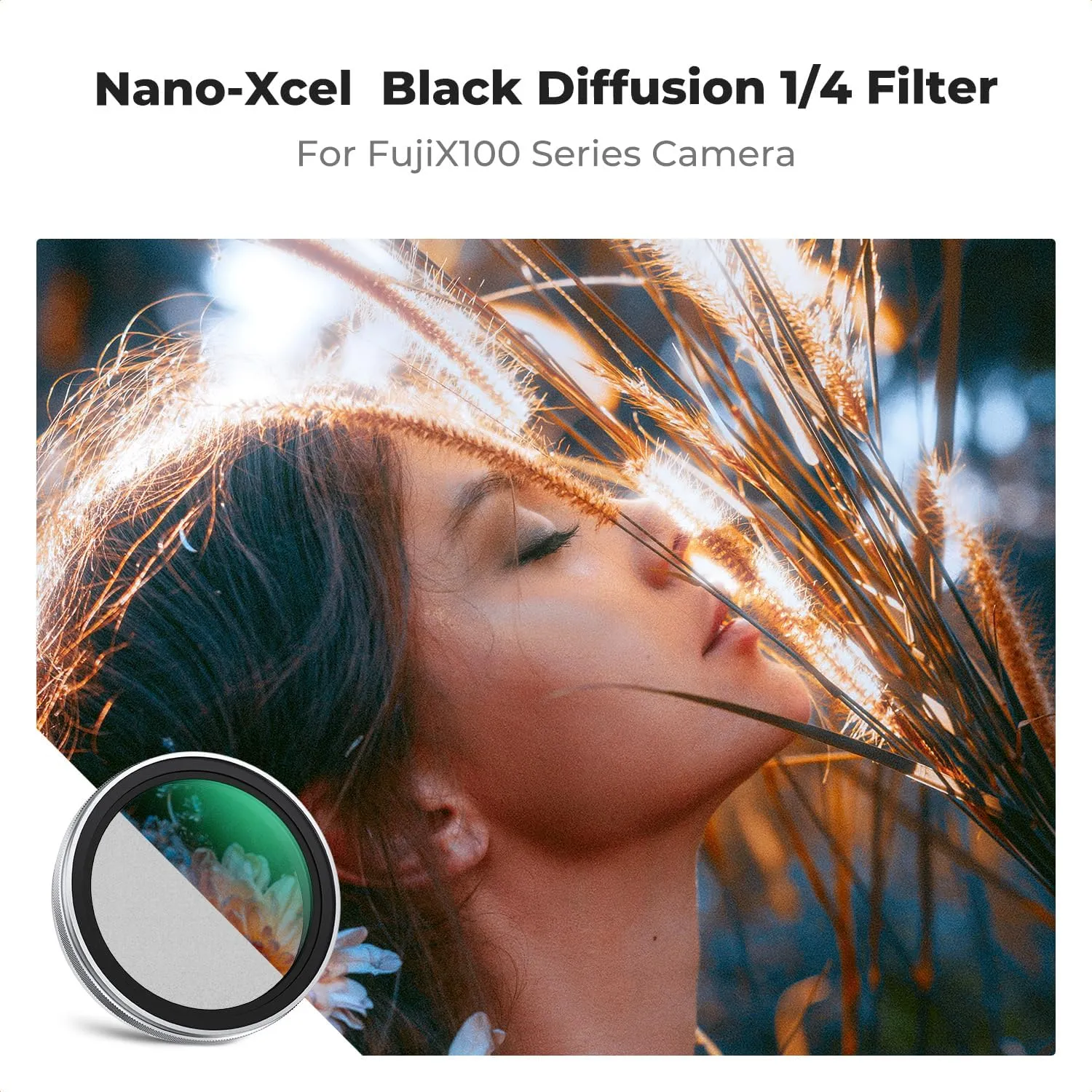 K&F Concept Black Mist Diffusion 1/4 Filter(Silver Frame) for Fujifilm X100 Series, X100/X100F/X100S/X100T/X100V/X100VI, 28 Multi-Coatings HD Optical Glass Lens Filter