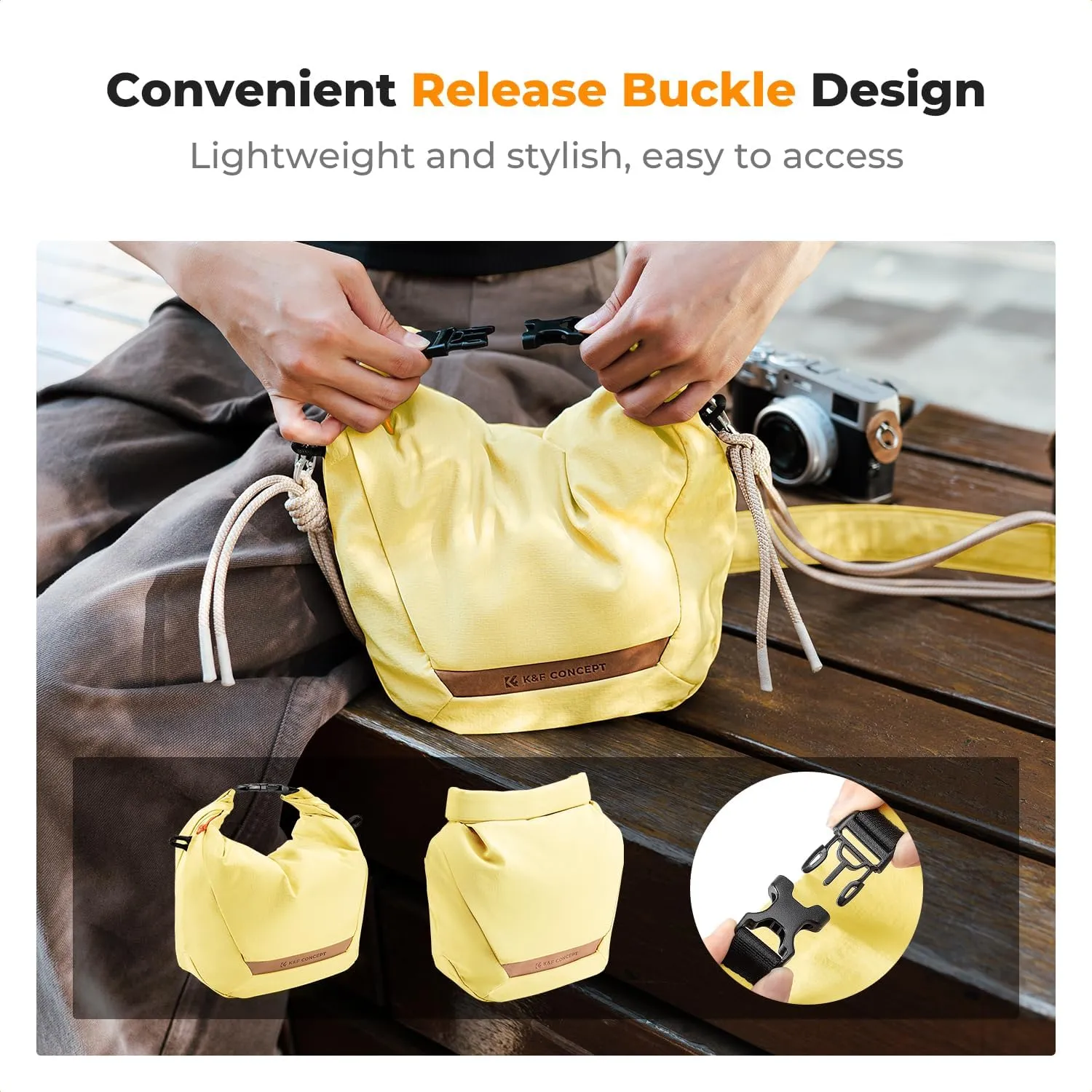 K&F Concept Camera Sling Bag Small Camera Compact Case, Cute Soft Camera Pouch Handbag for Urban Street Photography