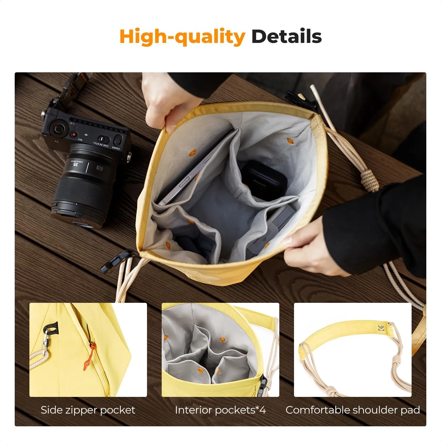 K&F Concept Camera Sling Bag Small Camera Compact Case, Cute Soft Camera Pouch Handbag for Urban Street Photography