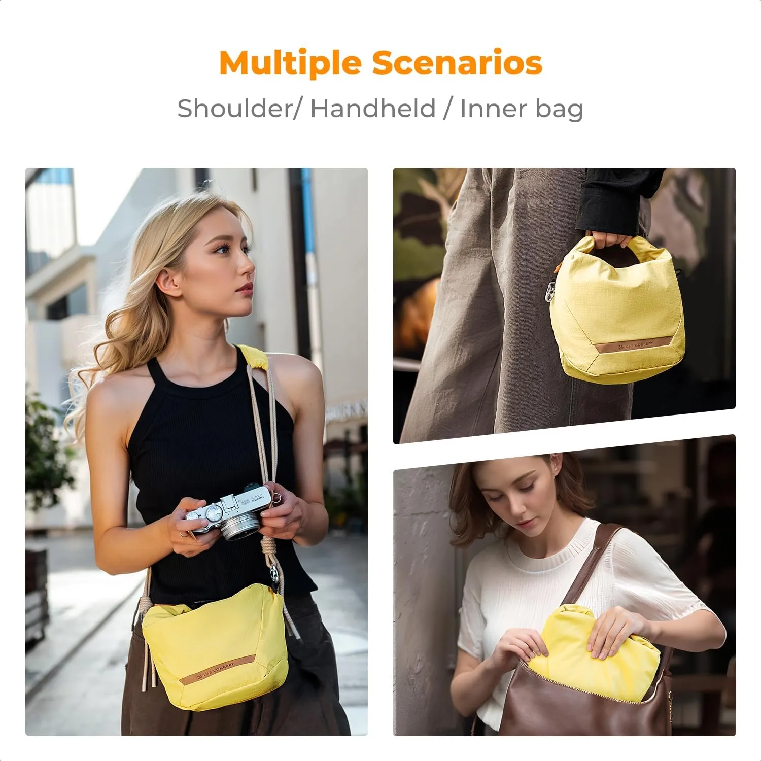 K&F Concept Camera Sling Bag Small Camera Compact Case, Cute Soft Camera Pouch Handbag for Urban Street Photography