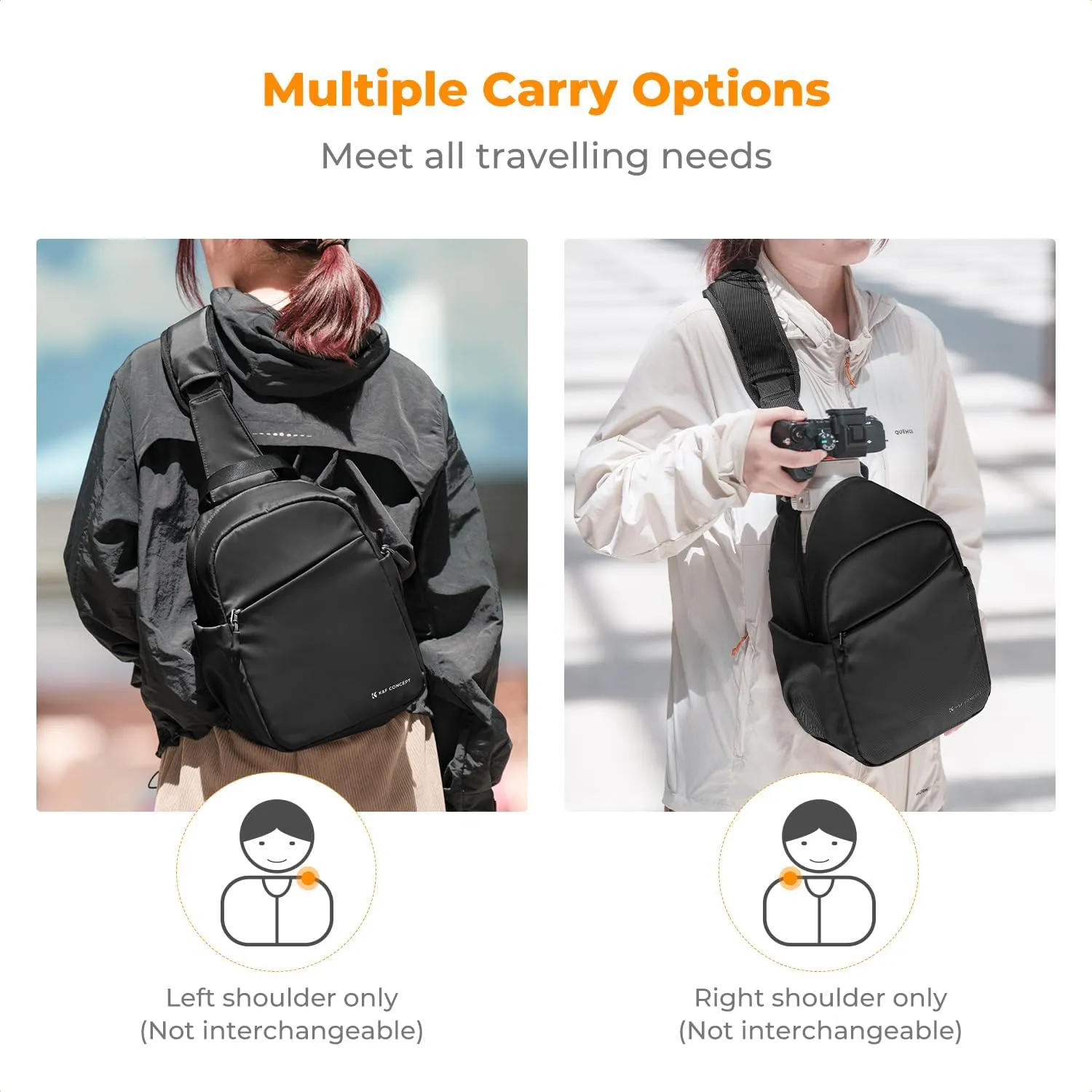 K&F Concept Small Camera Bag for Photographer, Camera Sling Crossbody bag for DSLR/SLR/Mirrorless Camera, Compact Camera Case for Men and Women