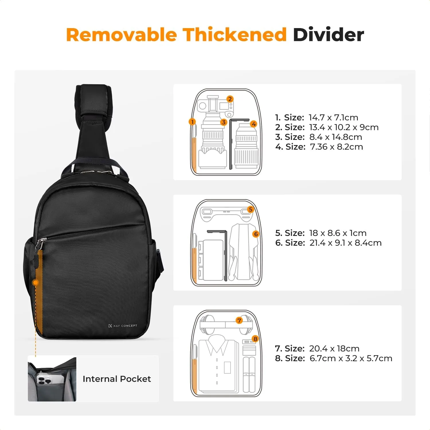 K&F Concept Small Camera Bag for Photographer, Camera Sling Crossbody bag for DSLR/SLR/Mirrorless Camera, Compact Camera Case for Men and Women