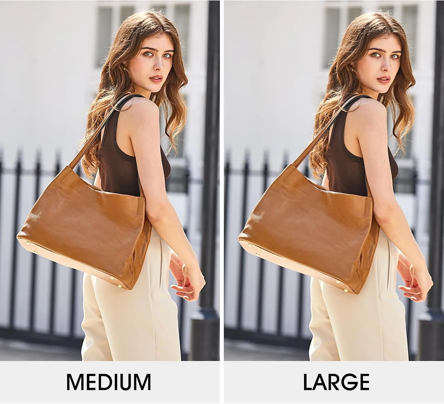 Kattee Leather Tote Bags for Women, Casual Shoulder Hobo Purses and Handbags, Top Magnetic Snap Closure
