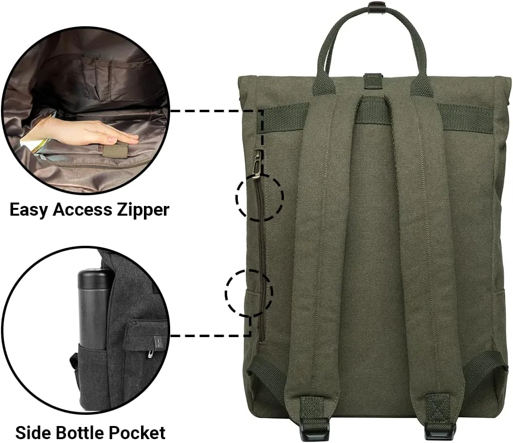 KAUKKO Laptop Backpack for Women Men Causal Backpack (47-2-ARMY GREEN)