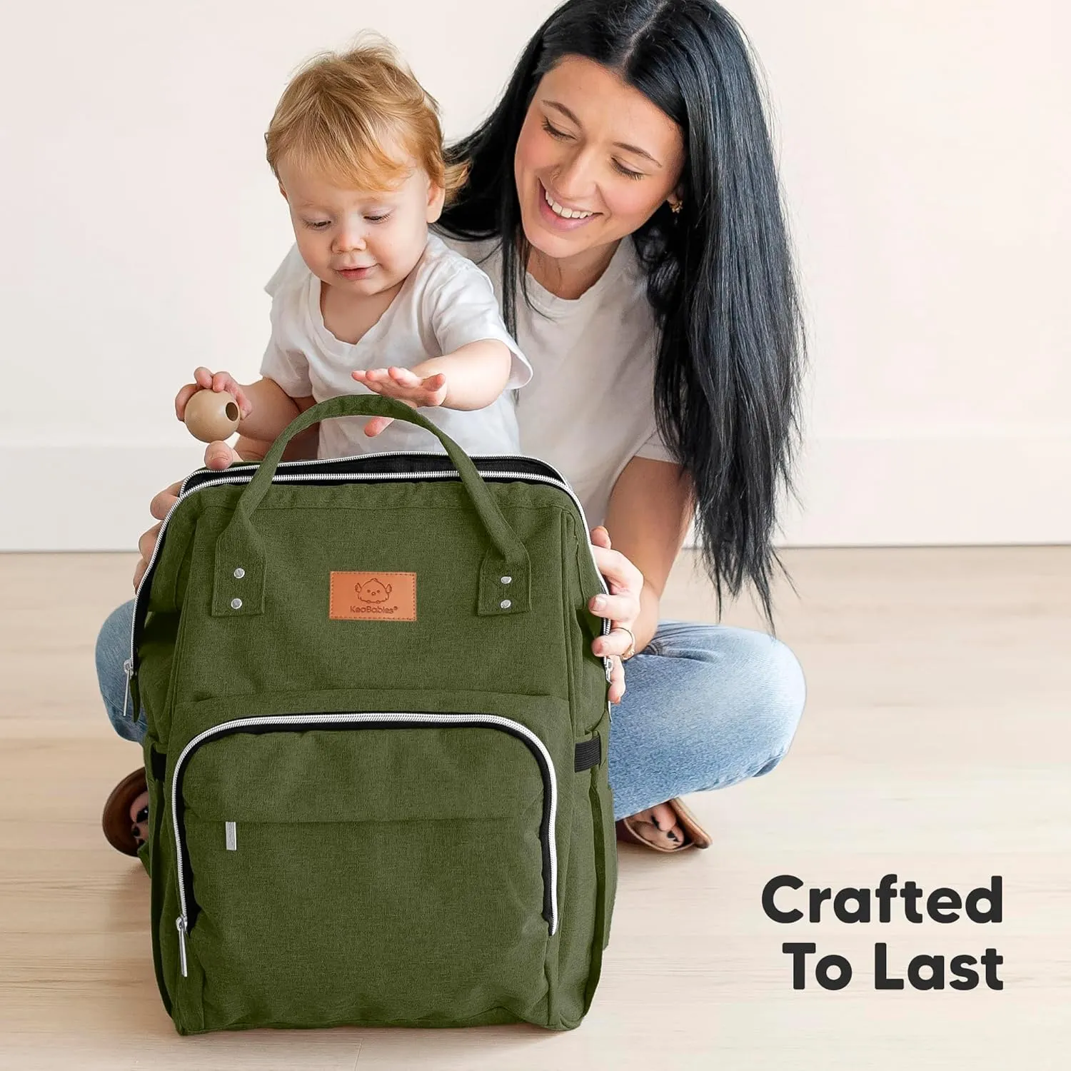 KeaBabies Baby Diaper Bag Backpack - Large Baby Bag for Boys, Girls, Waterproof Multi Function Travel Diaper Backpack with Changing Pad, Durable Travel Essentials for Moms and Dads (Coffee Brown)