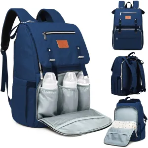 KeaBabies Baby Diaper Bag Backpack, Travel - Large Baby Bag for Mom and Dad, Waterproof, Multi-Function Girl Boy Diaper Backpack with Changing Pad, Durable Travel Essentials (Navy Blue)