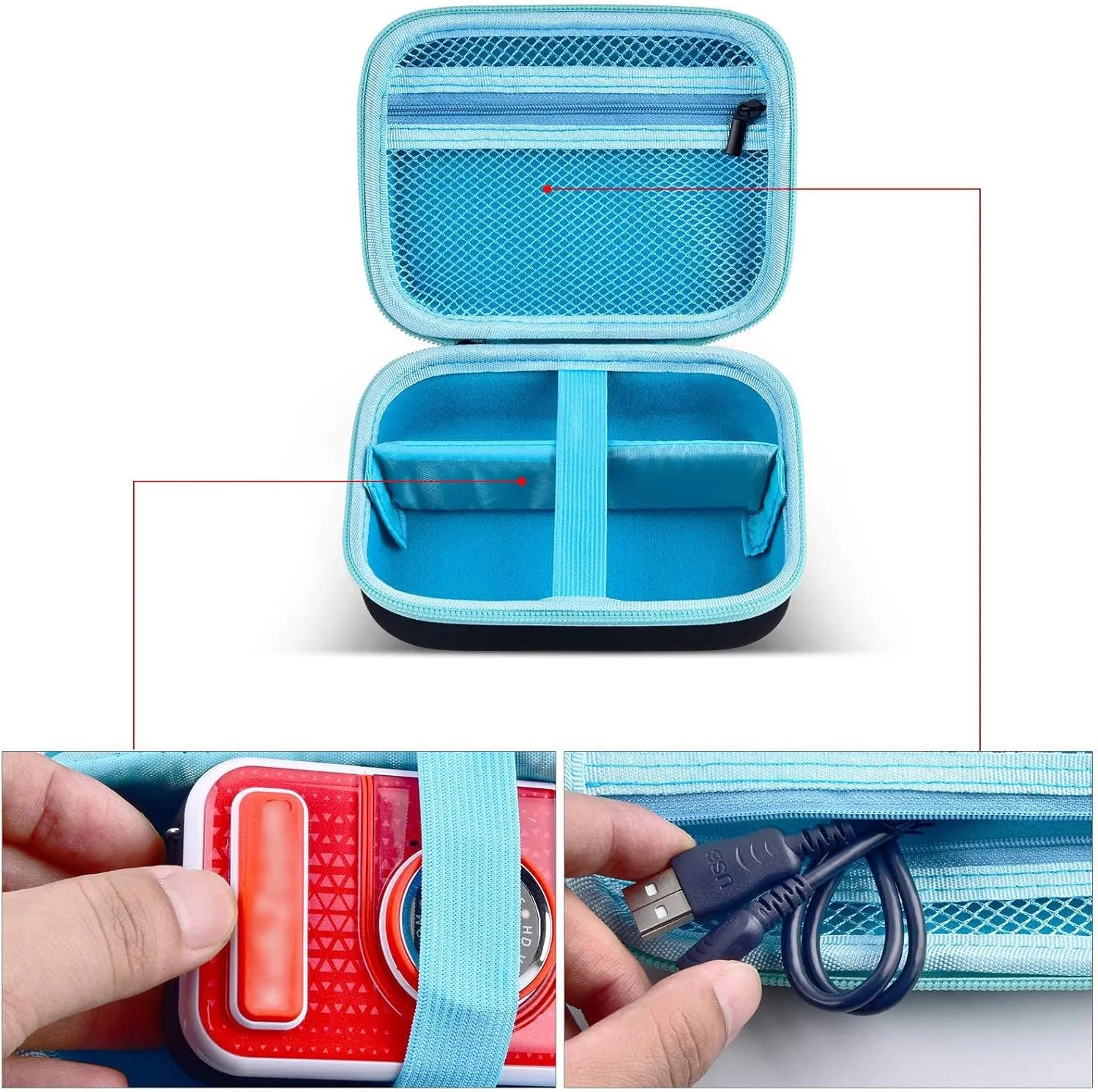 Kids Camera Case for VTech KidiZoom Creator Cam HD Video Camera/ for KODAK Printomatic Digital Instant Print Cameras Toys, Carrying Storage Organizer Bag Also Holds Tripod Accessories(Box Only-Black