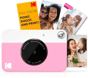 KODAK Printomatic Full-Color Instant Print Digital Camera - Colorful Photos On Zink 2x3" Sticky-Back Photo Paper - 5MP, Portable, Creative Fun Gift for Birthday, Christmas, Holiday - Pink