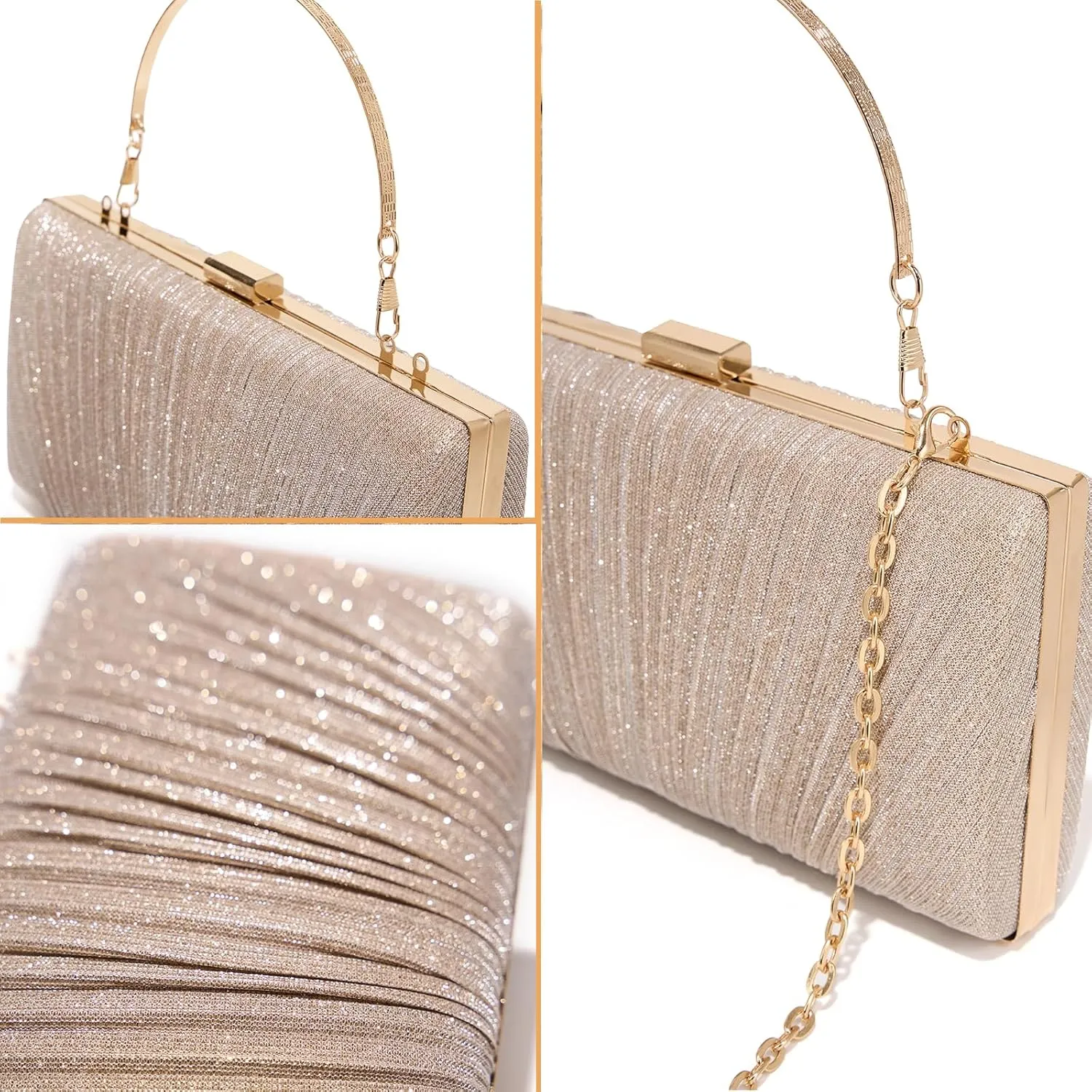 Kseymeir Clutch Purses for Women Pleated Evening Handbag with Chain Prom, Cocktail, and Wedding