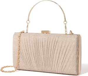 Kseymeir Clutch Purses for Women Pleated Evening Handbag with Chain Prom, Cocktail, and Wedding