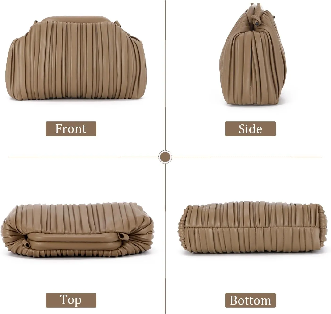 KUANG! Pu Leather Clutch Purse for Women Cloud Bag Formal Pleated Evening Clutch for Party